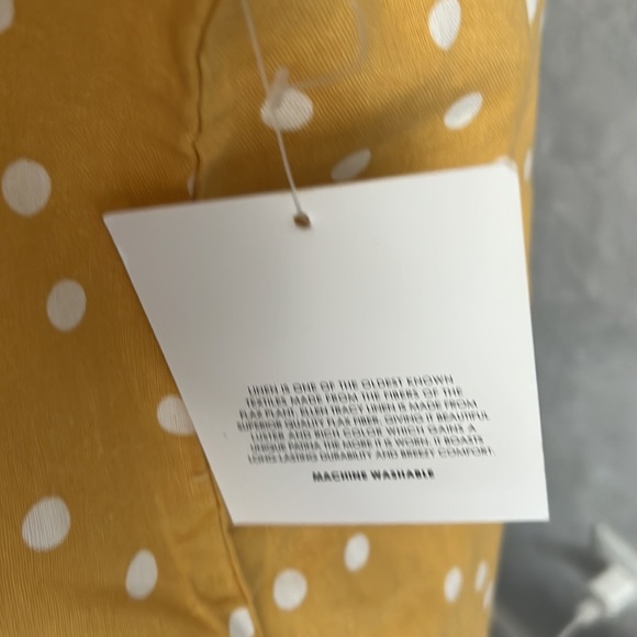 Ellen Tracy Women Yellow Polka dot Linen Blouse, size M, NWT - Picture 3 of 7